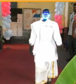 கோவையில் ரோபோக்கள் வரவேற்பு, இனிப்பு விநியோகம்: வாக்குப்பதிவு சதவீதம் அதிரடி உயர்வு! - tamil robo